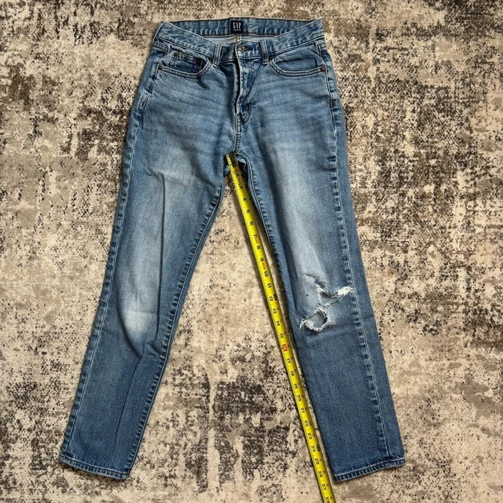 GAP Light Blue Crop Distressed Straight Leg Jeans Size 24